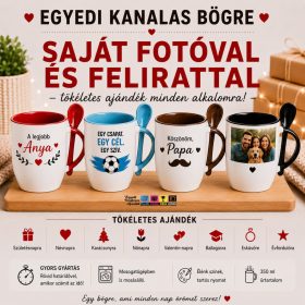   Egyedi fényképes kanalas bögre nyomtatás saját fotóval és felirattal