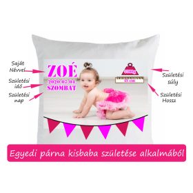 Egyedi lányos párna kisbaba születése alkalmából