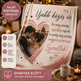   Egyedi fényképes pléd pároknak – Saját fotóval és névvel, évfordulós ajándék