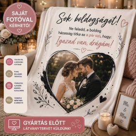  Egyedi fényképes esküvői pléd – Saját fotóval és felirattal