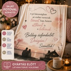   Egyedi fényképes pléd házassági évfordulósra – Saját fotóval és felirattal