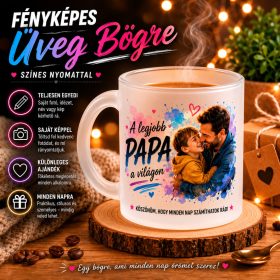Egyedi üveg bögre saját fényképpel és felirattal