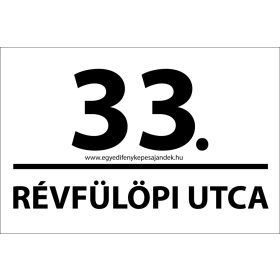   Egyedi gravírozott utcanévtábla basic kivitelben, 4 féle színben