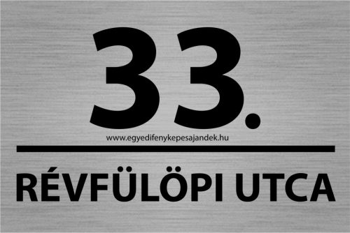 Egyedi gravírozott utcanévtábla basic kivitelben, 4 féle színben