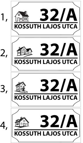 Egyedi utcanévtábla, házszámtábla készítés, 4 féle kivitelben