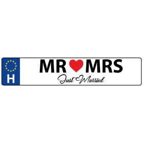 Esküvői rendszámtábla MR & MRS „Just Married”