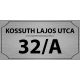 Utcanévtábla standard kivitelben, 4 féle színválasztékkal