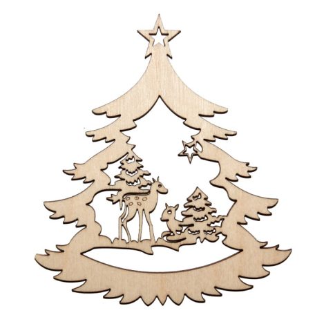Fa karácsonyfadísz - őzikék 5db, Fa karácsonyfadísz - őzikék 5db