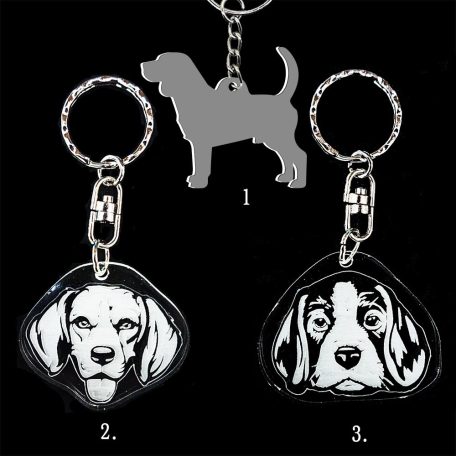 Plexi kulcstartó - Beagle kutya fej, Plexi kulcstartó - Beagle kutya fej
