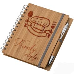 Bambusz füzet A5 + toll - Egyedi recept füzet