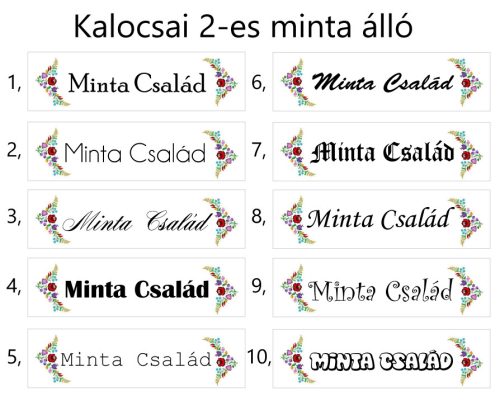 Kalocsai mintás egyedi ajtó vagy postaláda névtábla