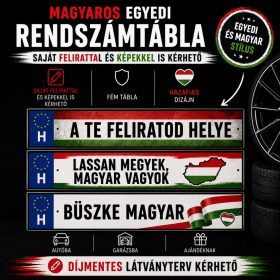   Egyedi fényképes magyar zászlós fém rendszámtábla készítés, nyomtatás